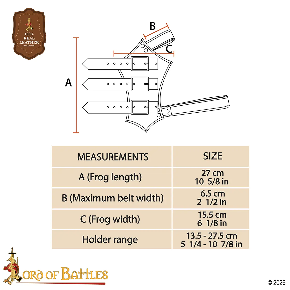 Medieval Leather Sword and Axe Frog Right Handed Medieval Leather Sword and Axe Frog Right Handed - Image 3