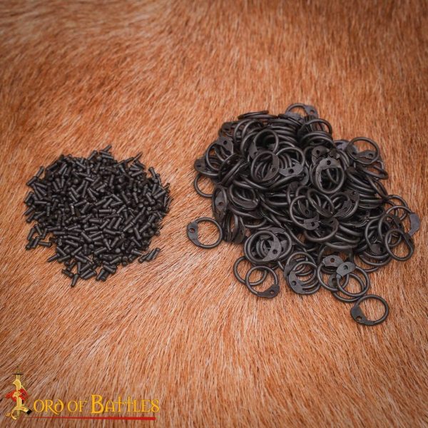 Mild Steel Loose Rings, Round Rings with Dome Rivets, 8 mm 18 gauge, Craft and Repair Chainmail Armour - Image 4