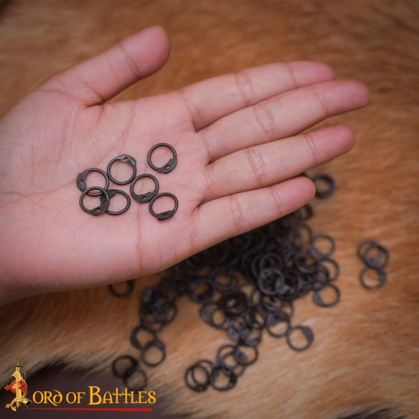 Mild Steel Loose Rings, Round Rings with Dome Rivets, 8 mm 18 gauge, Craft and Repair Chainmail Armour - Image 6