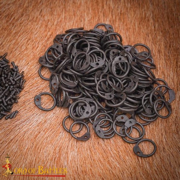 Mild Steel Loose Rings, Round Rings with Dome Rivets, 8 mm 18 gauge, Craft and Repair Chainmail Armour - Image 7