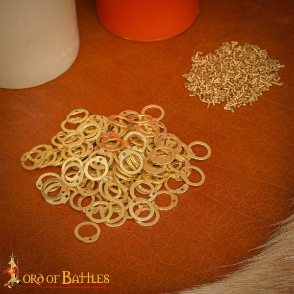Solid Brass Loose Rings, Flat Rings with Dome Rivets, 9 mm 18 gauge, Craft and Repair Chainmail Armour - Image 5