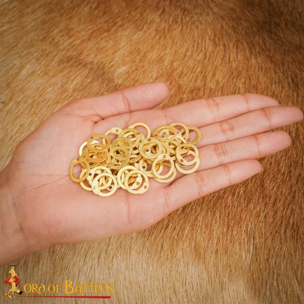 Solid Brass Loose Rings, Flat Rings with Dome Rivets, 9 mm 18 gauge, Craft and Repair Chainmail Armour - Image 7