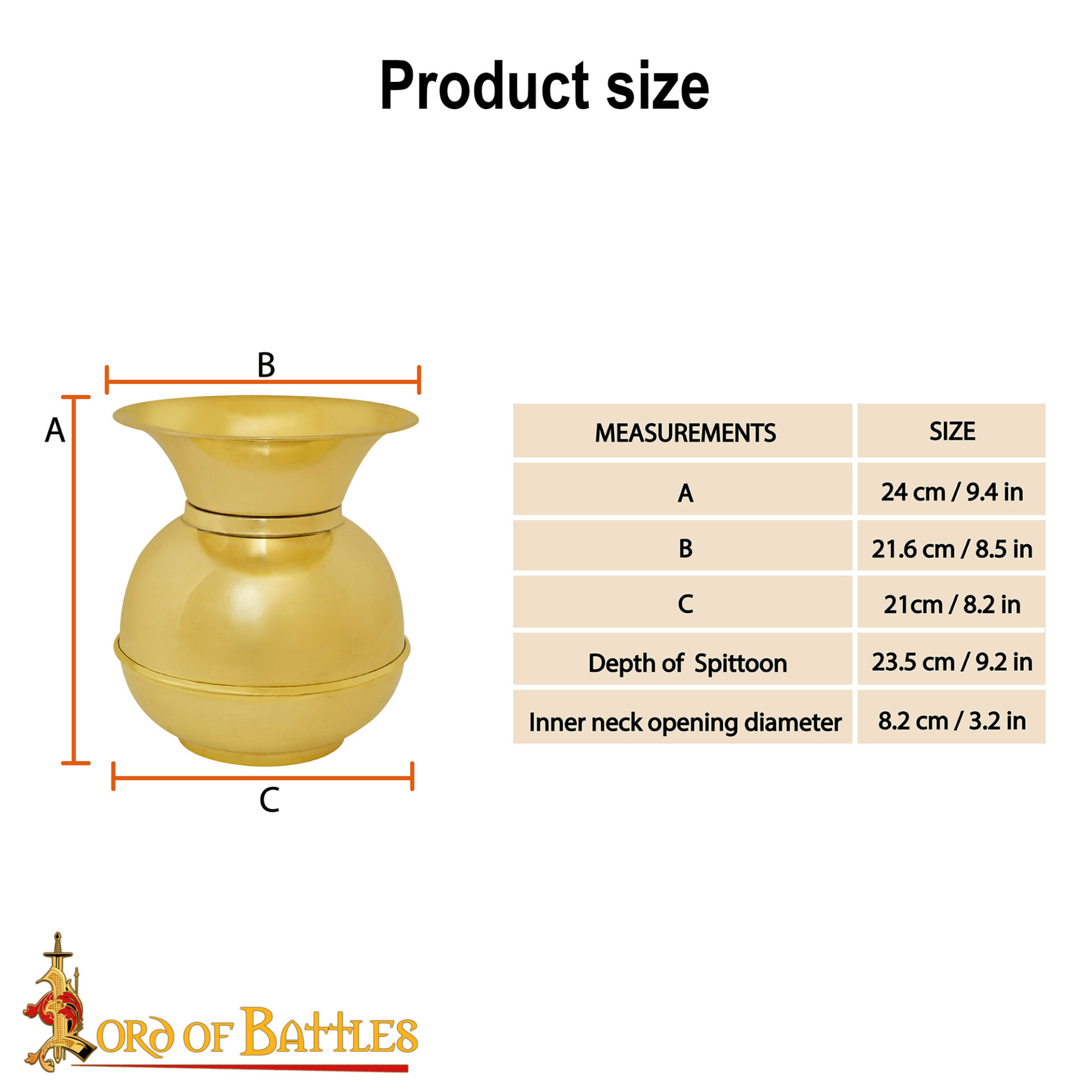Brass Spittoon – Traditional Cuspidor Vessel-60688 2