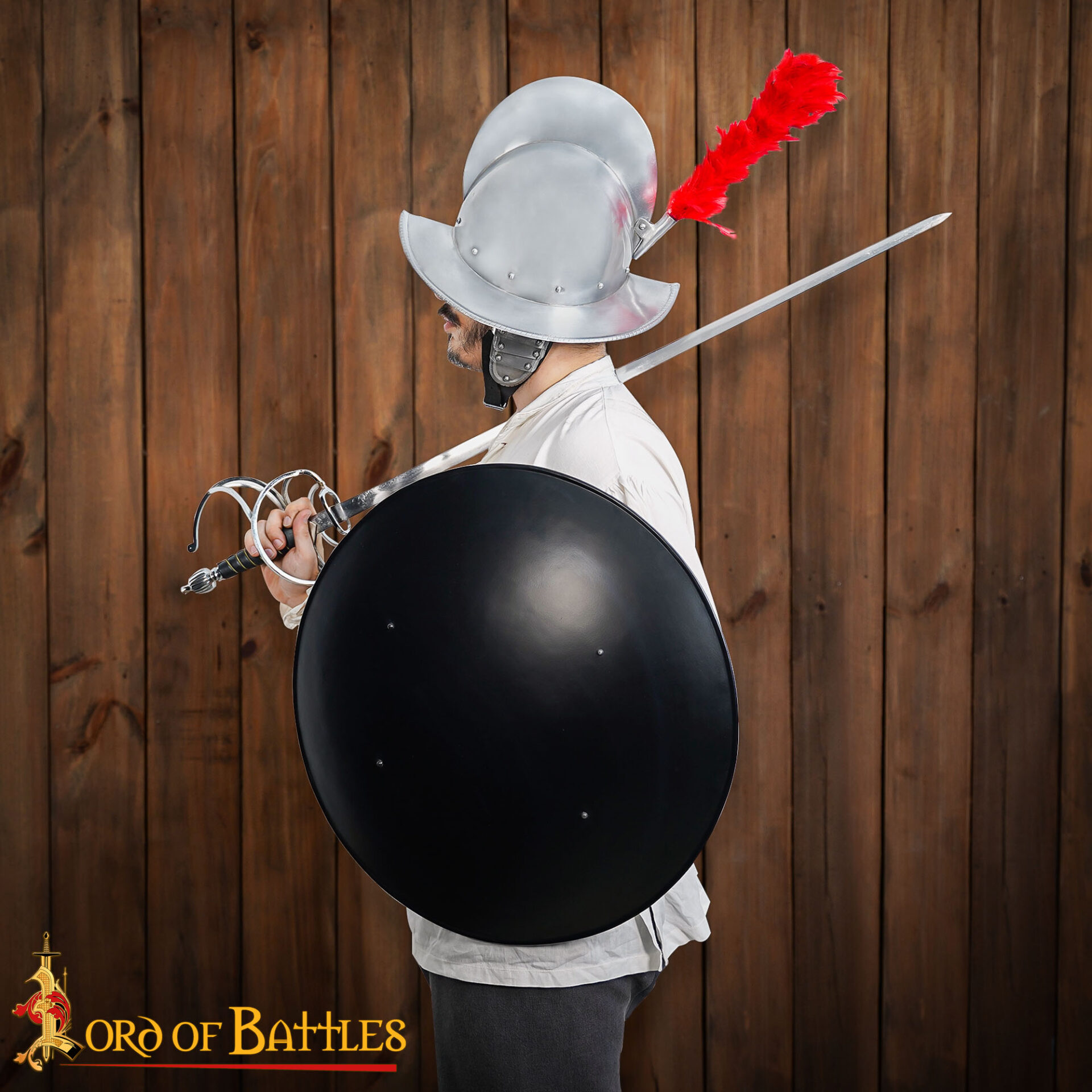 Hand Forged Medieval Round Shield-60914BK 4