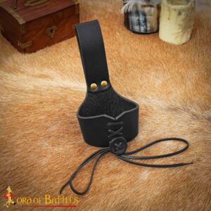 Medieval Leather Drinking Horn Holder – Adjustable Belt Frog for Historical acts & LARP