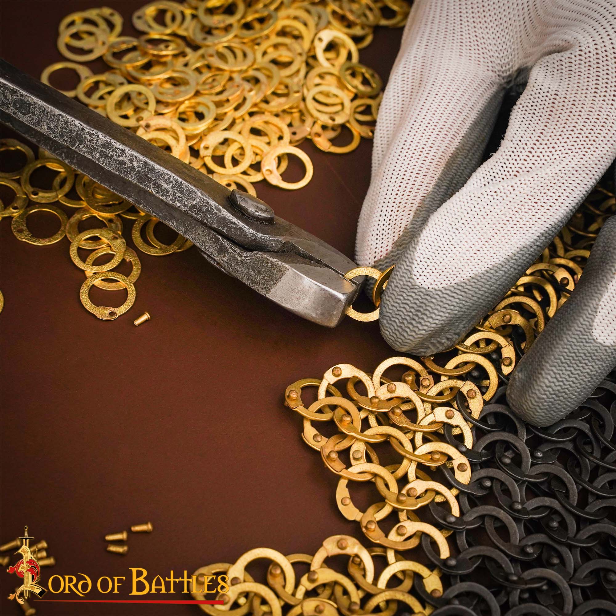 Loose Brass Flat Rings with Rivets 9mm 18 Gauge For Medieval Riveted Chainmail-8510 1