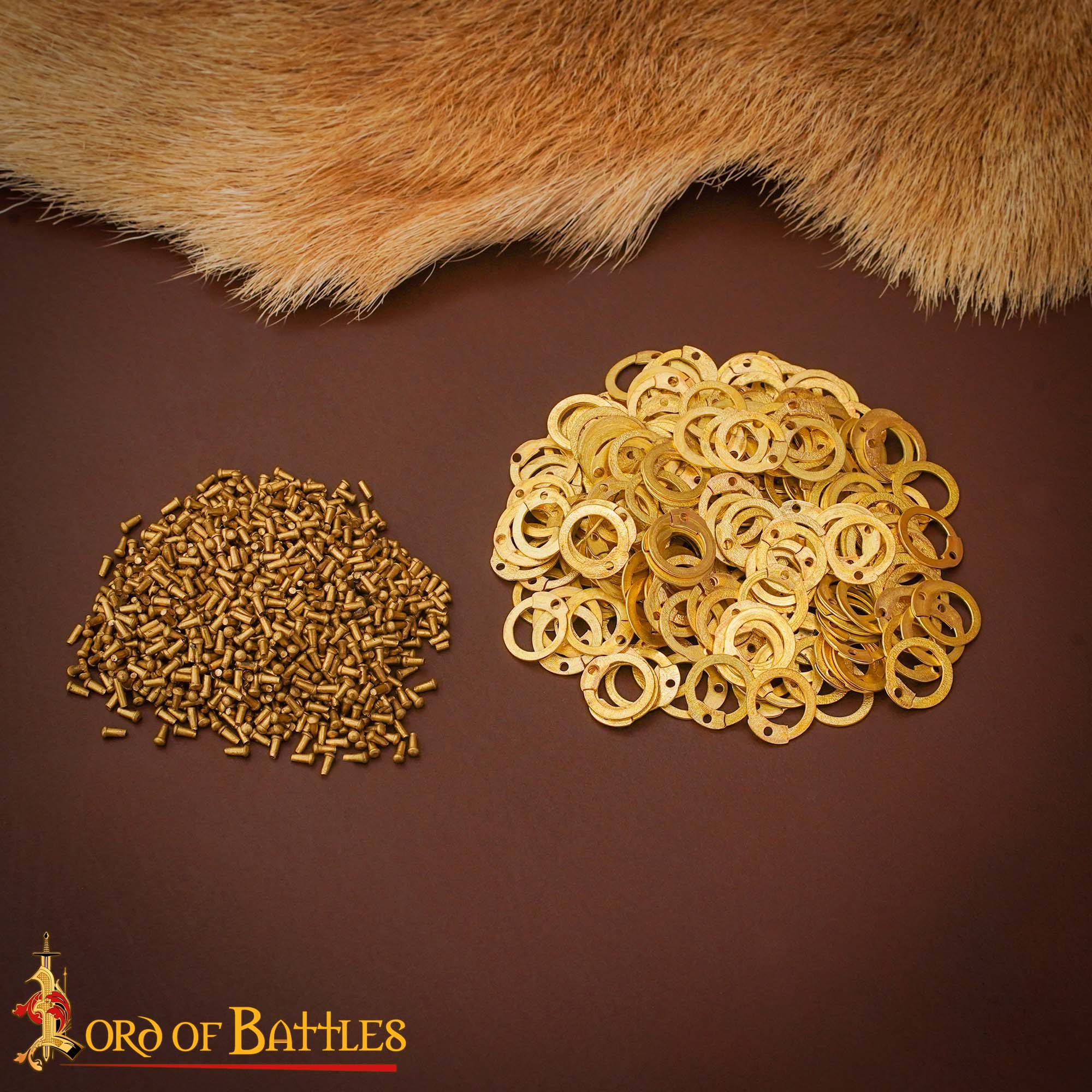 Loose Brass Flat Rings with Rivets 9mm 18 Gauge For Medieval Riveted Chainmail-8510 4