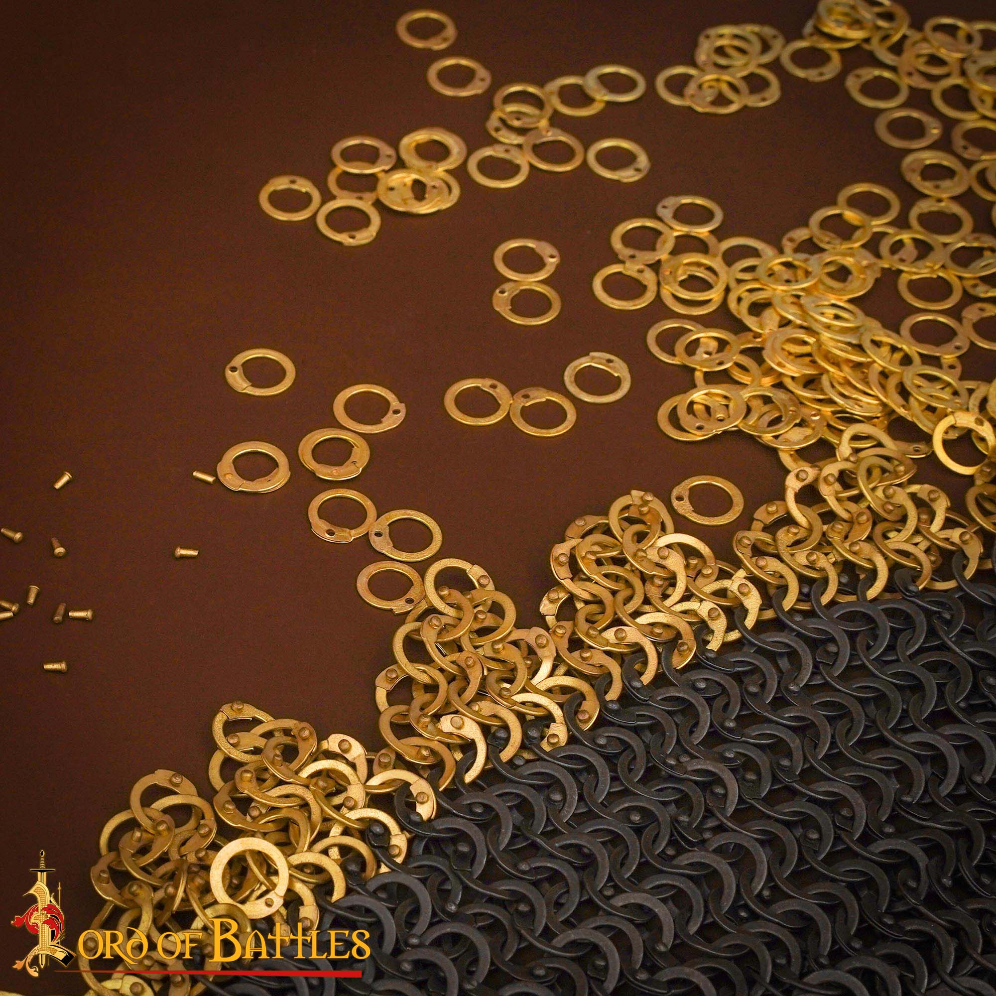Loose Brass Flat Rings with Rivets 9mm 18 Gauge For Medieval Riveted Chainmail-8510 5