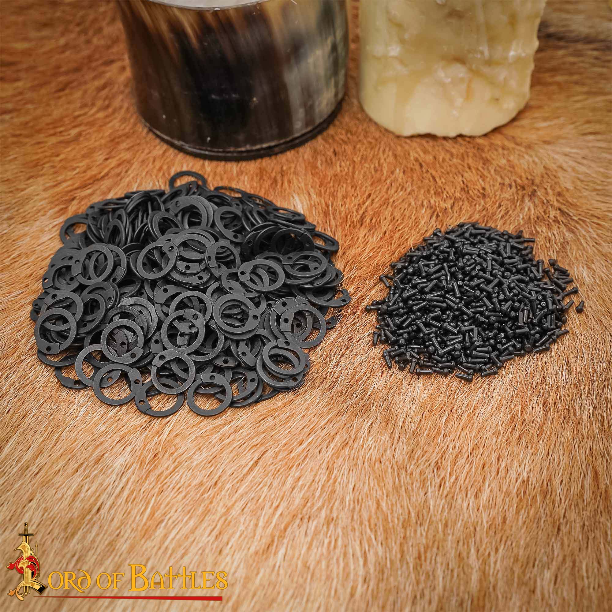 Loose Chainmail Rings 9 mm 17 Gauge Flat with Dome Rivets-847BK 1