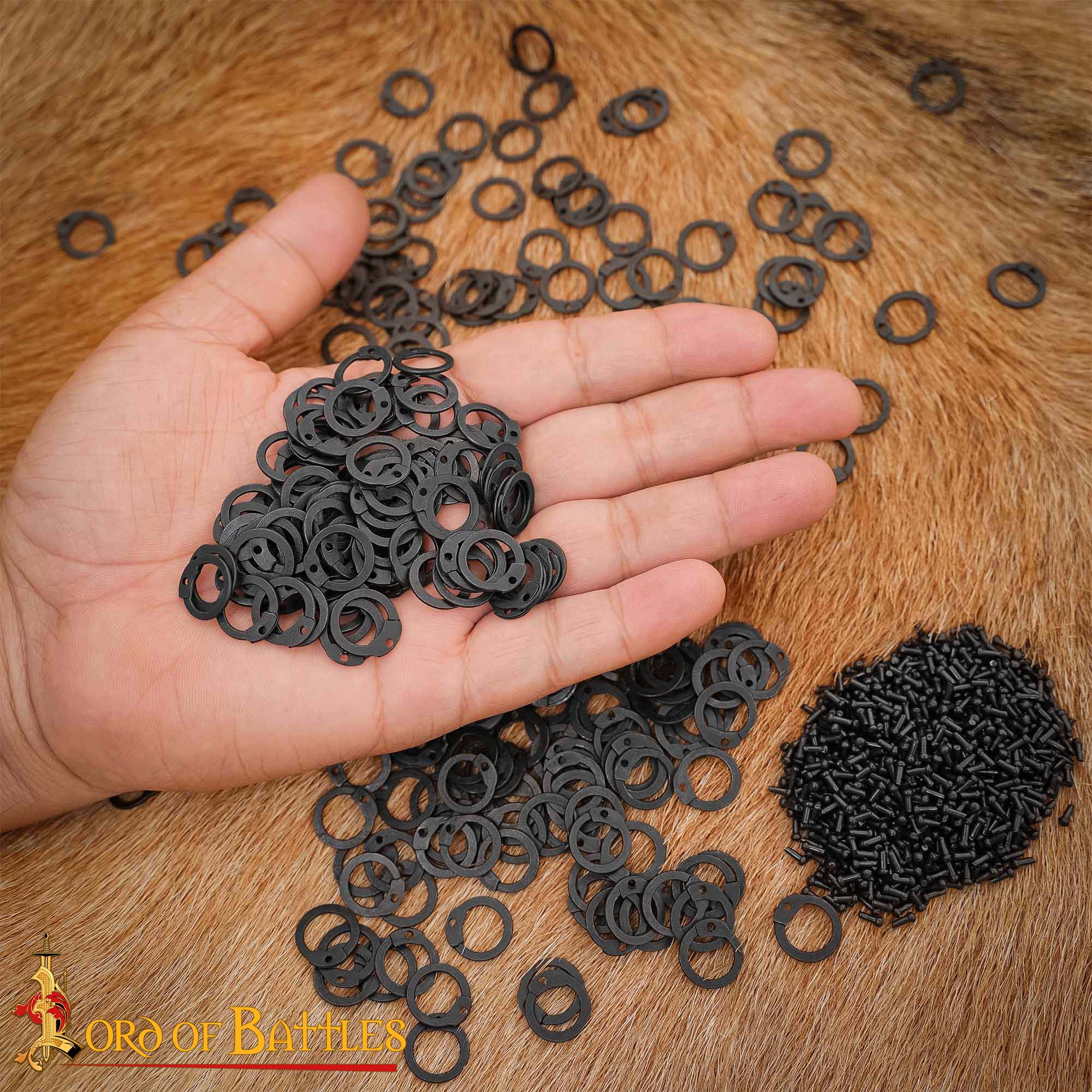 Loose Chainmail Rings 9 mm 17 Gauge Flat with Dome Rivets-847BK