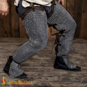Flat Ring Chainmail Leggings Chausses Hoses, Riveted and Alternating, ID 6 mm, Mild Steel