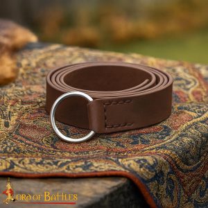Medieval Leather Belt with Steel Ring, Handcrafted Genuine Leather LARP & Renaissance Accessory
