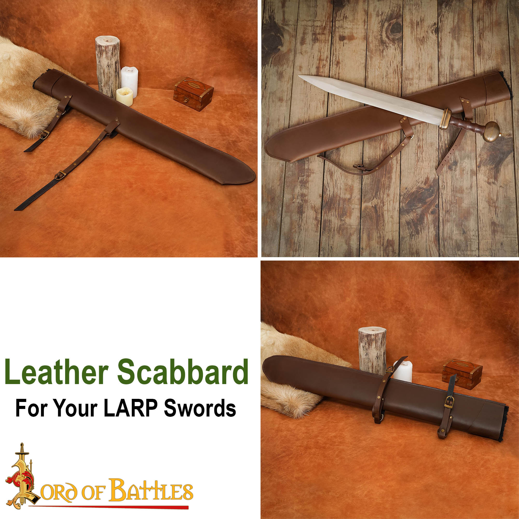 Medieval Leather Sword Scabbard with Fur-Lined Interior-25929CBR 7