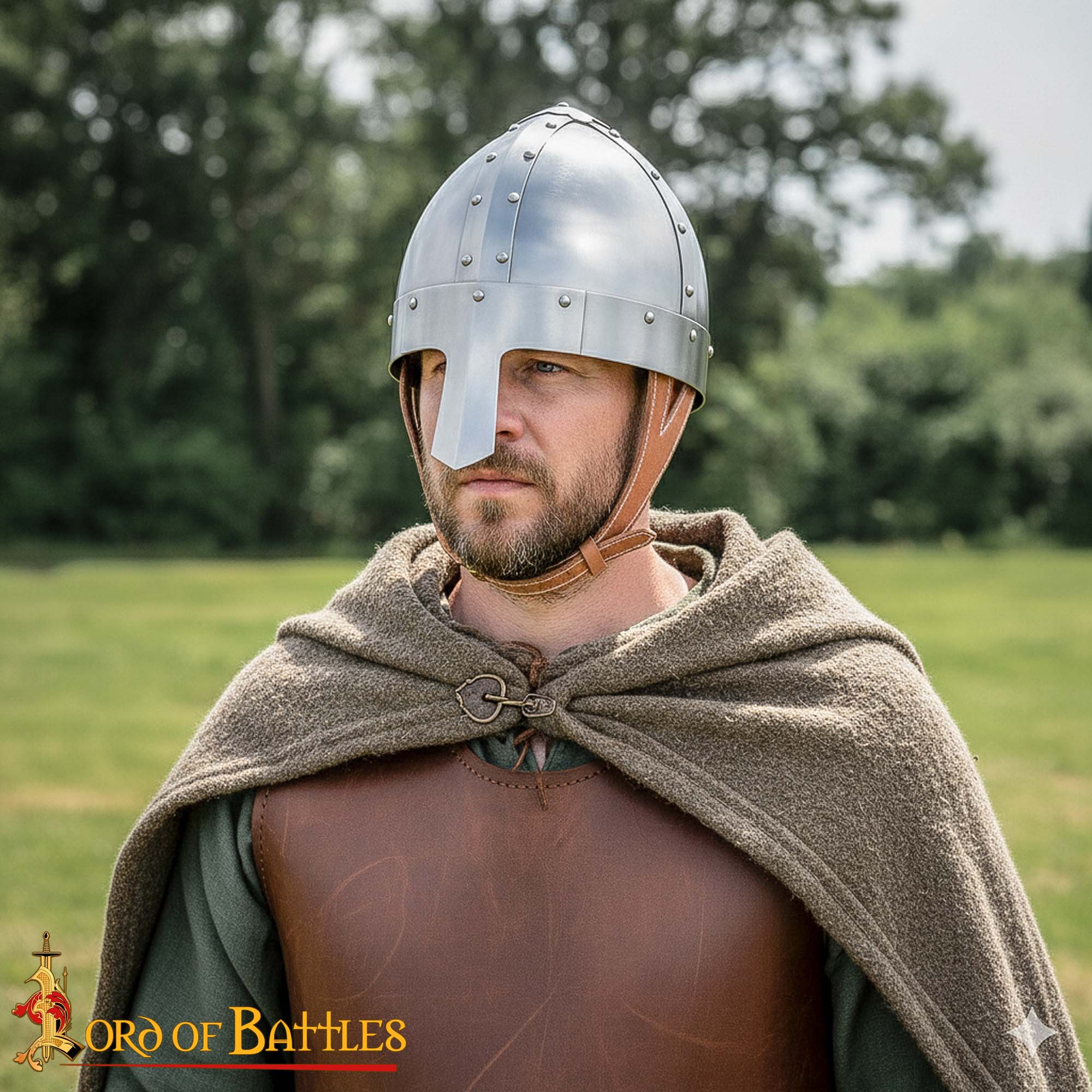 Medieval Norman Nasal Steel Helmet with Leather Liner - 60476 1