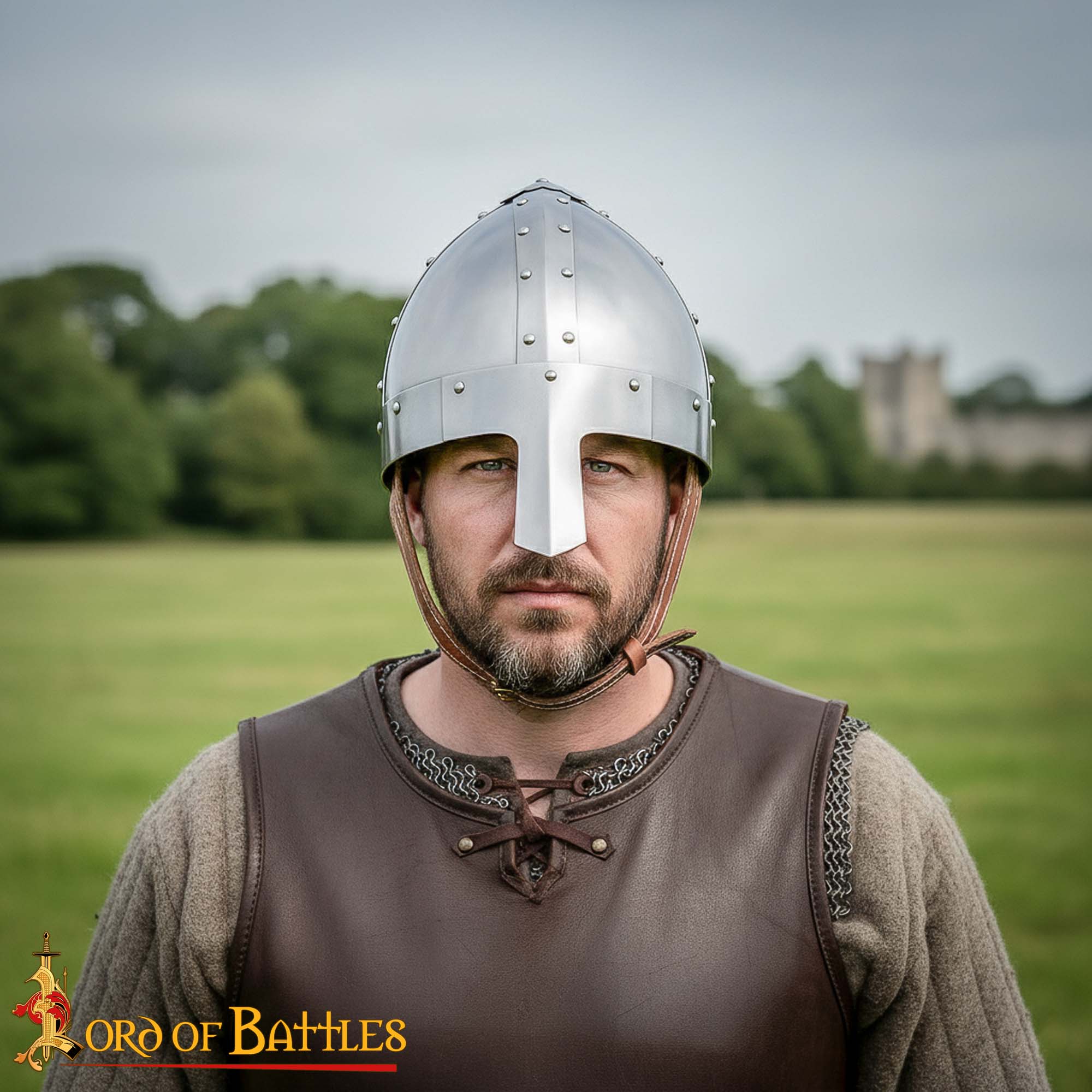 Medieval Norman Nasal Steel Helmet with Leather Liner - 60476 6