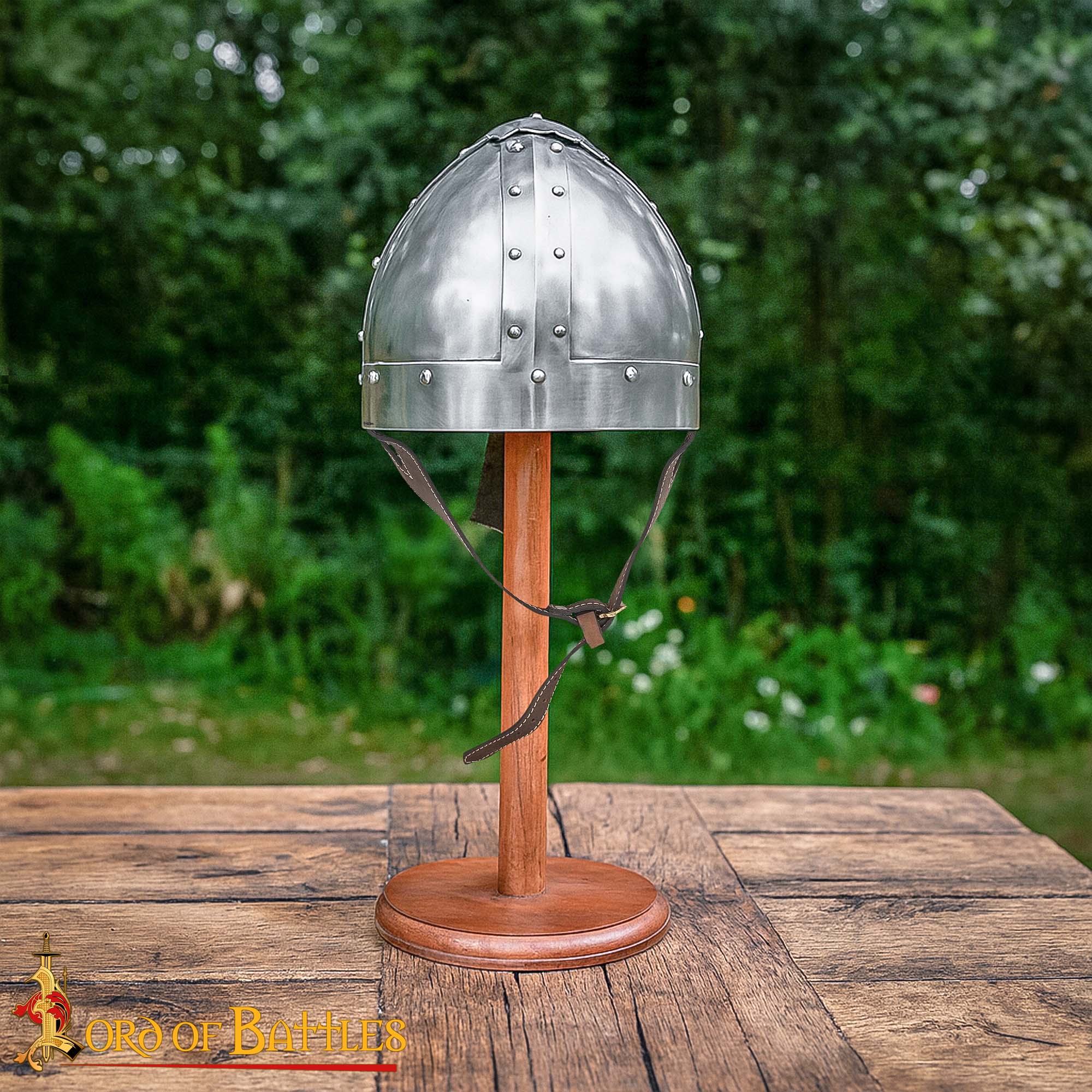 Medieval Norman Nasal Steel Helmet with Leather Liner - 60476 7