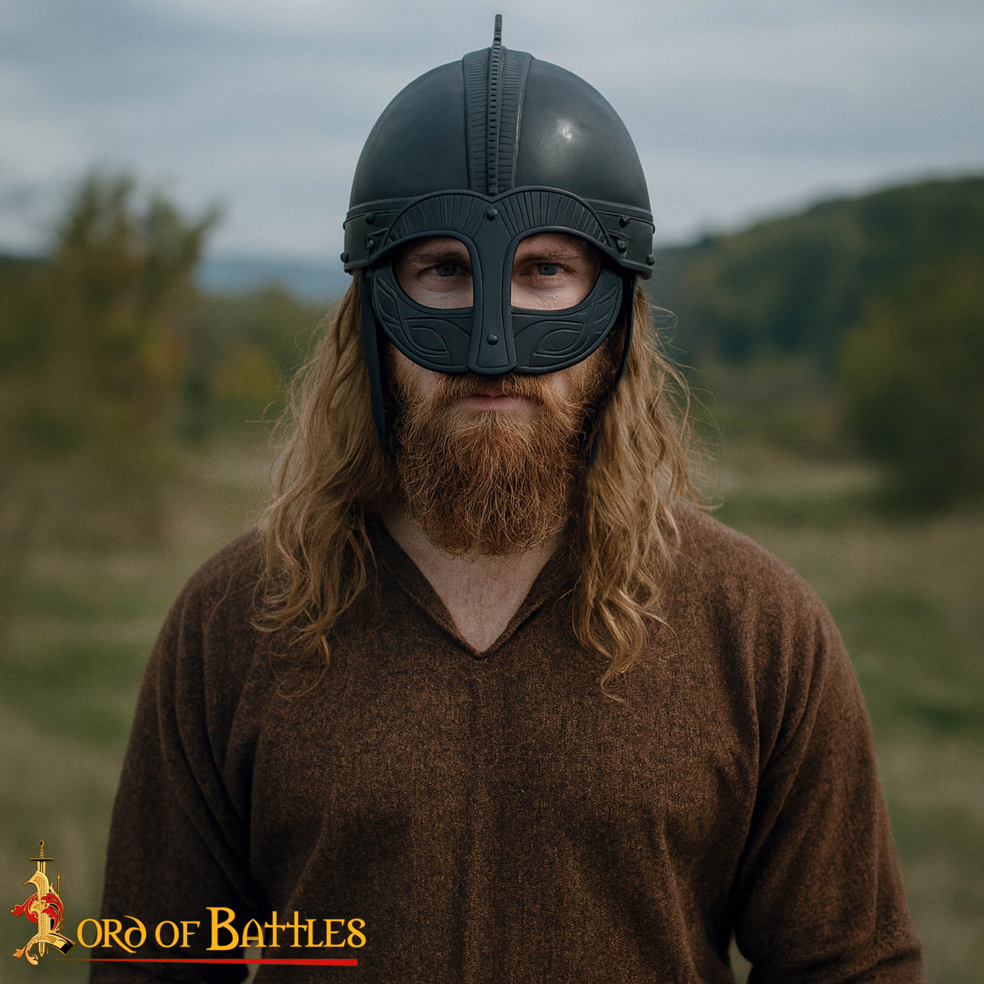 Vendel Inspired Steel Helmet Blackened with Padded Liner-25791 1