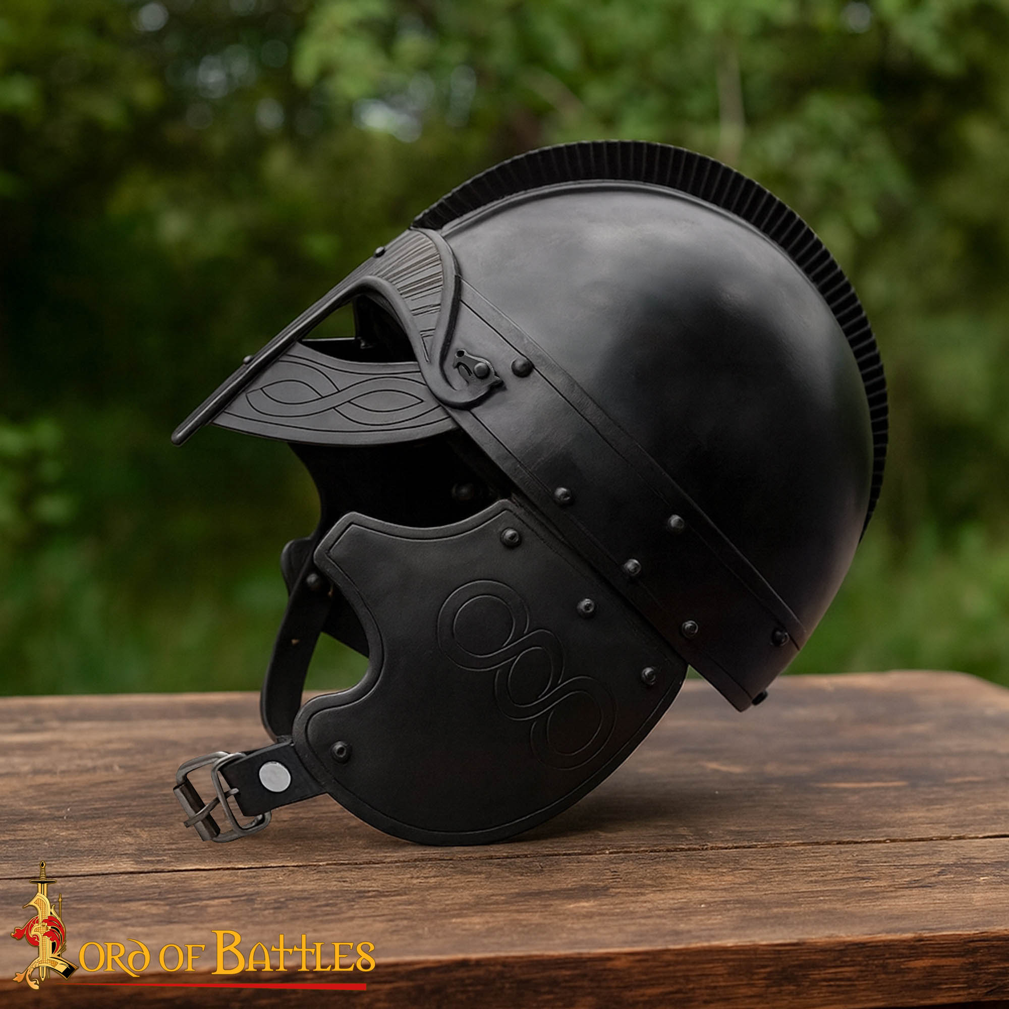 Vendel Inspired Steel Helmet Blackened with Padded Liner-25791 6