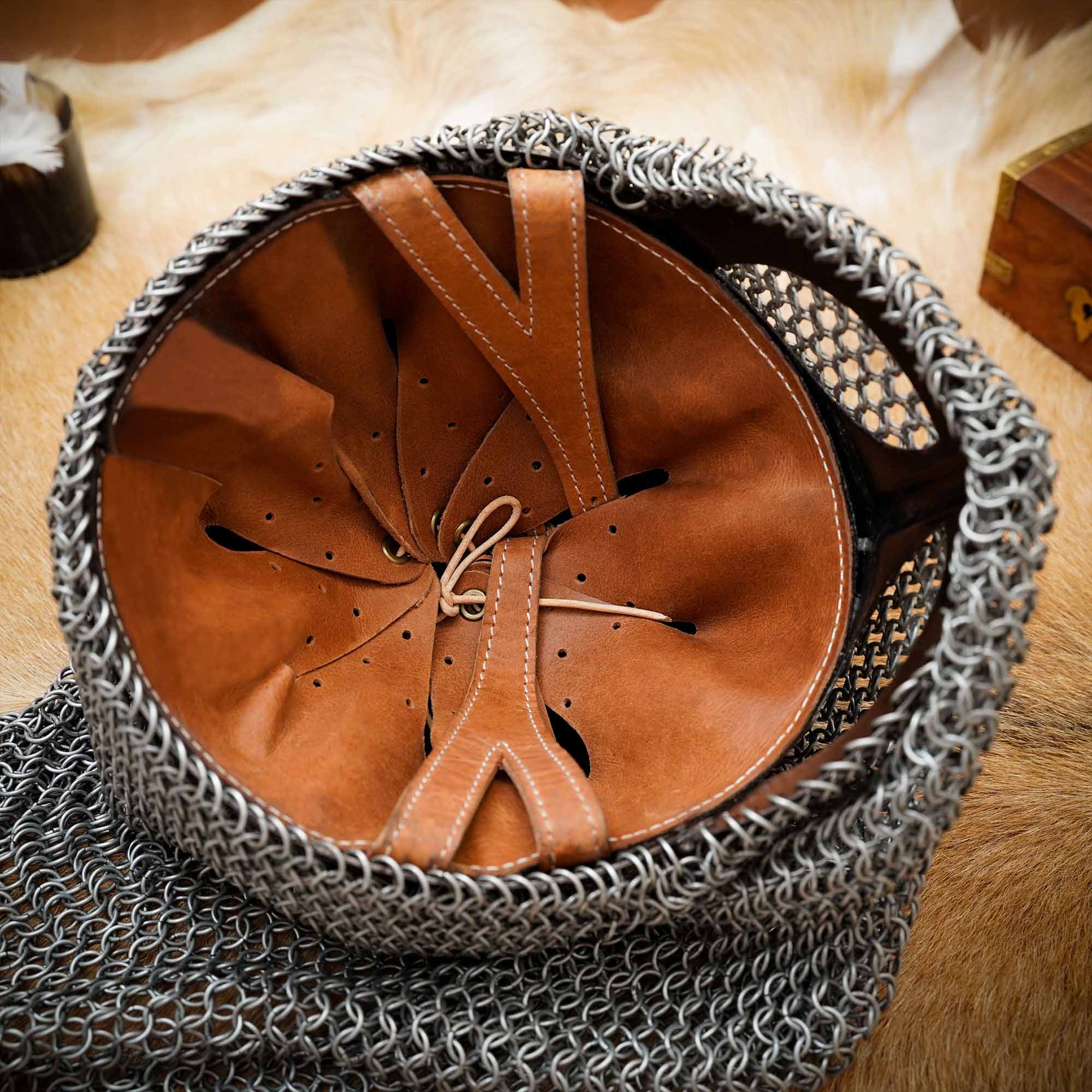 Viking Spectacle Helmet Gjermundbu Style with Chainmail Aventail-2232P 6