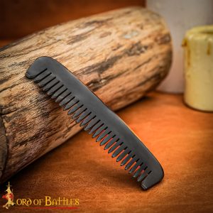 Viking Age Hand-Carved Black Horn Comb – Wide Grooming Tool for Historical Kits & Daily Use - Discontinued