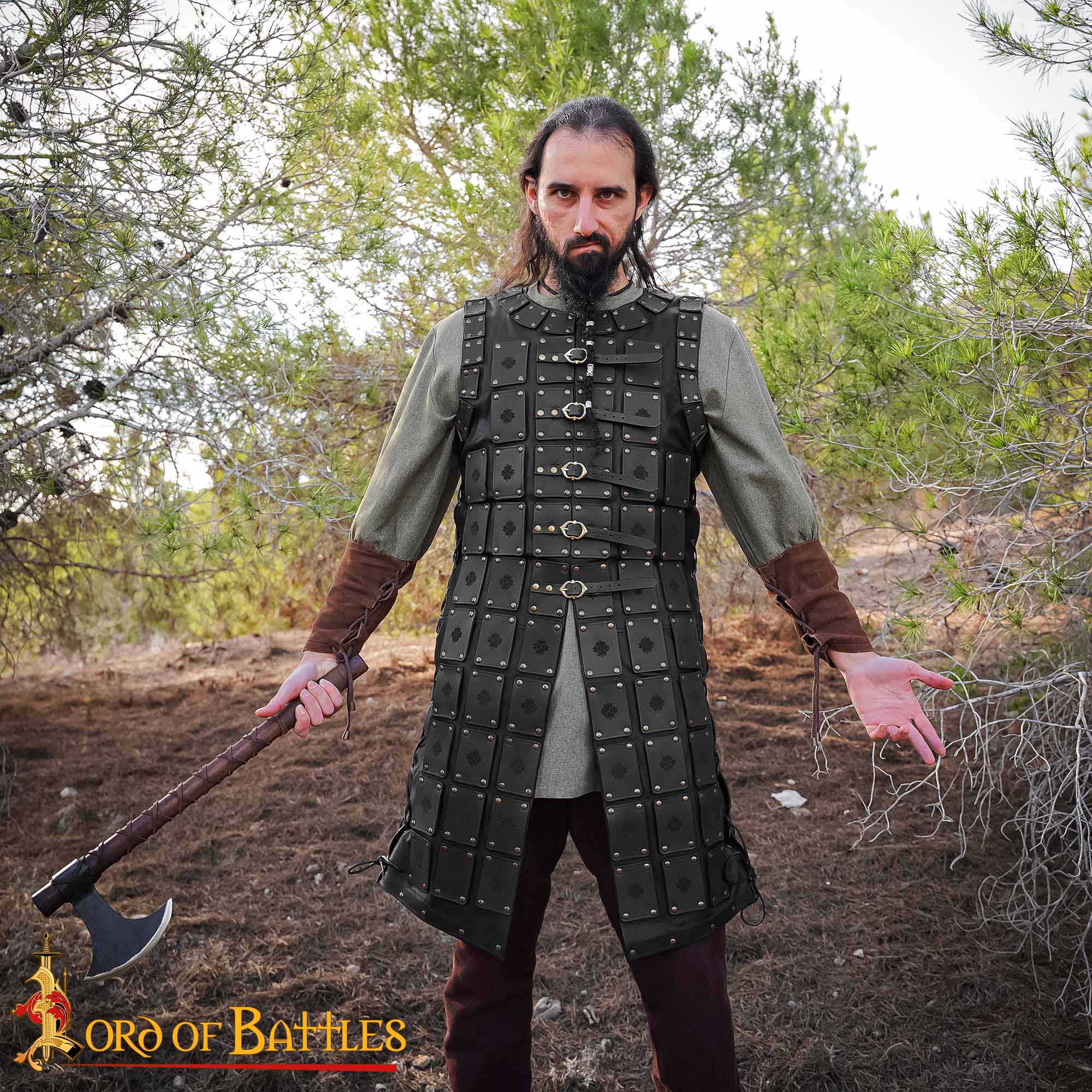 15th Century Late Medieval Leather Lamellar Armor Vest-25997BK