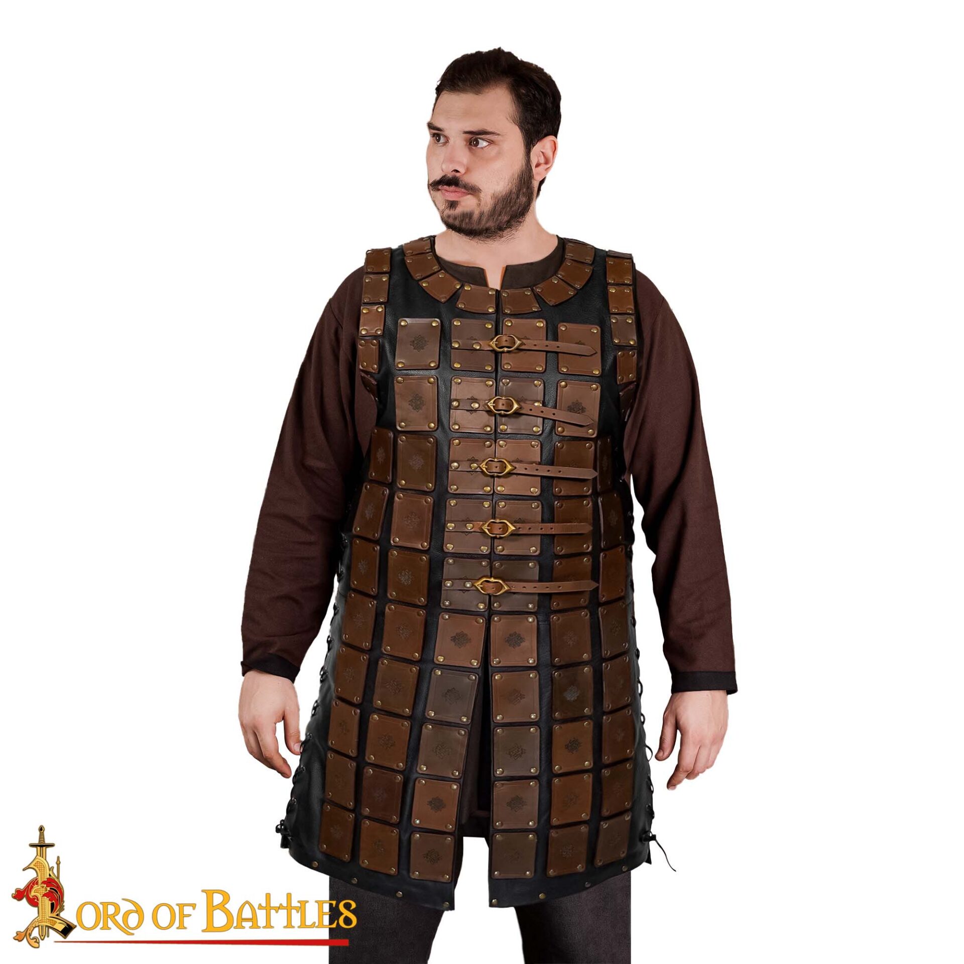 15th Century Late Medieval Leather Lamellar Armor Vest-25997CBR 3