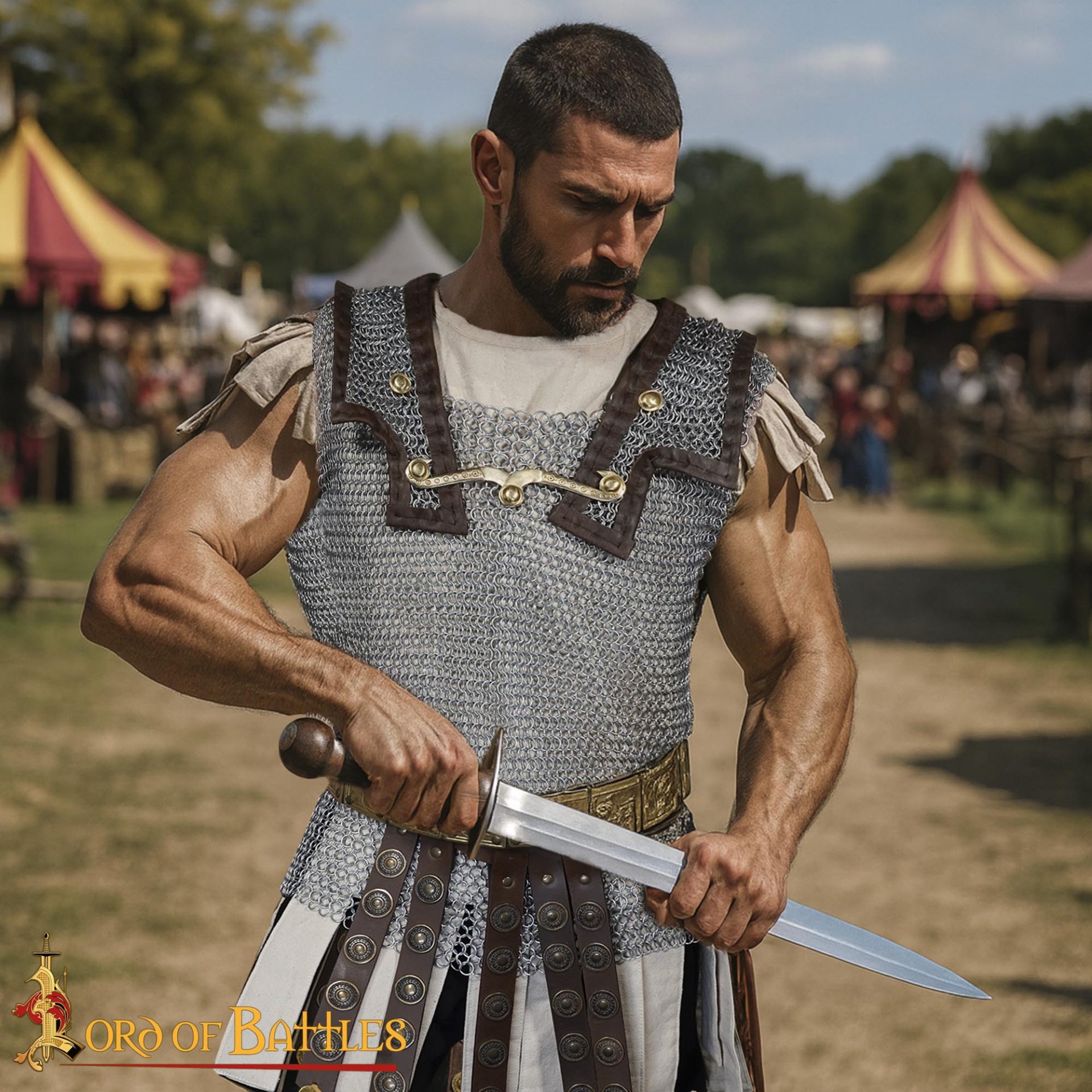 Roman Subarmalis Quilted Cotton Armor Vest with Shoulder Guards and Skirt Strips-25309 5