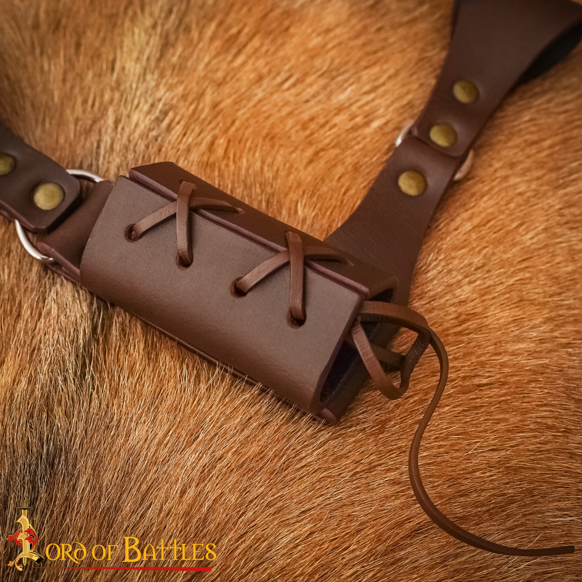 14th–15th Century Medieval Brown Leather Sword Frog – Right-Hand Adjustable Belt Holder for Reenactment and LARP-26202CBR-RH 7