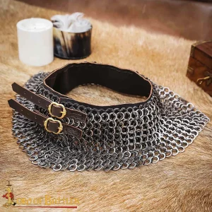 Chainmail Gorget / Standard, Flat Rings Dome Riveted and Alternating, ID 9mm, Stainless Steel