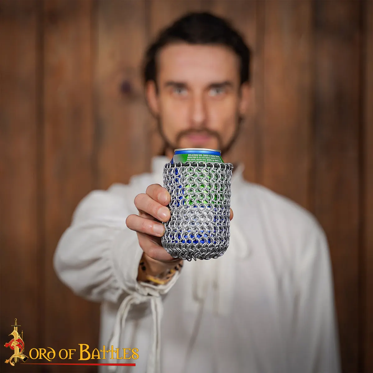 Chainmail Can Koozie with Elastic Closure, 8mm 16 gauge Aluminium Butted Rings - Image 6