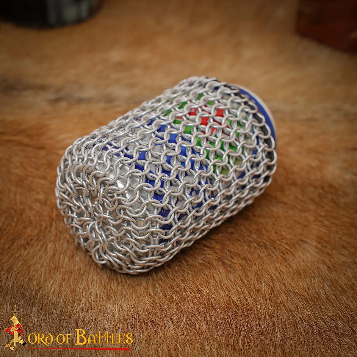 Chainmail Can Koozie with Elastic Closure, 8mm 16 gauge Aluminium Butted Rings - Image 5