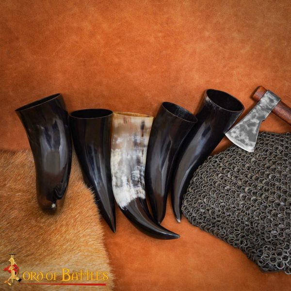 Medieval Viking Drinking Horns Set of 5 Pieces Genuine Ox Horn - Image 7
