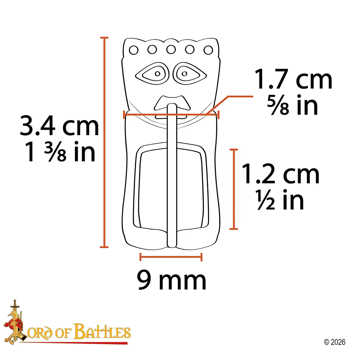 Medieval King's Head Medieval Buckle Set of 5 - Image 3