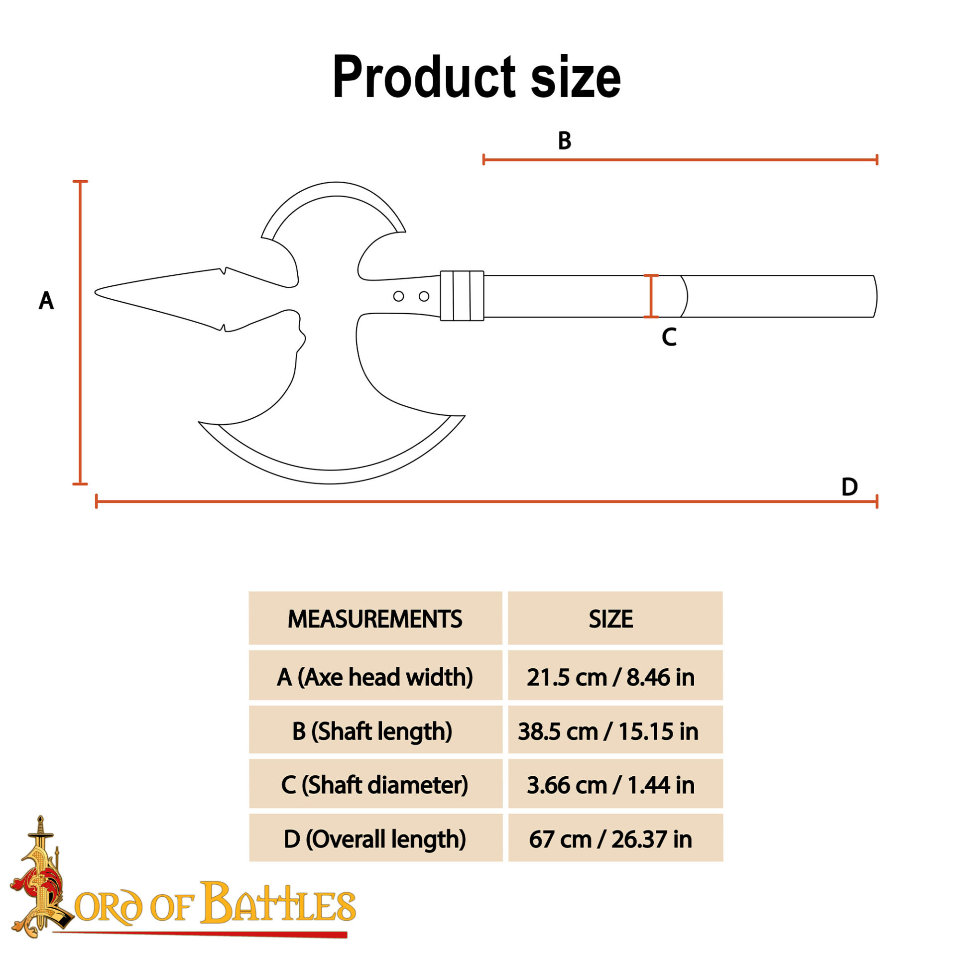 15th Century Hand-Forged Double-Headed Battle Axe with Spear Point-60689 2