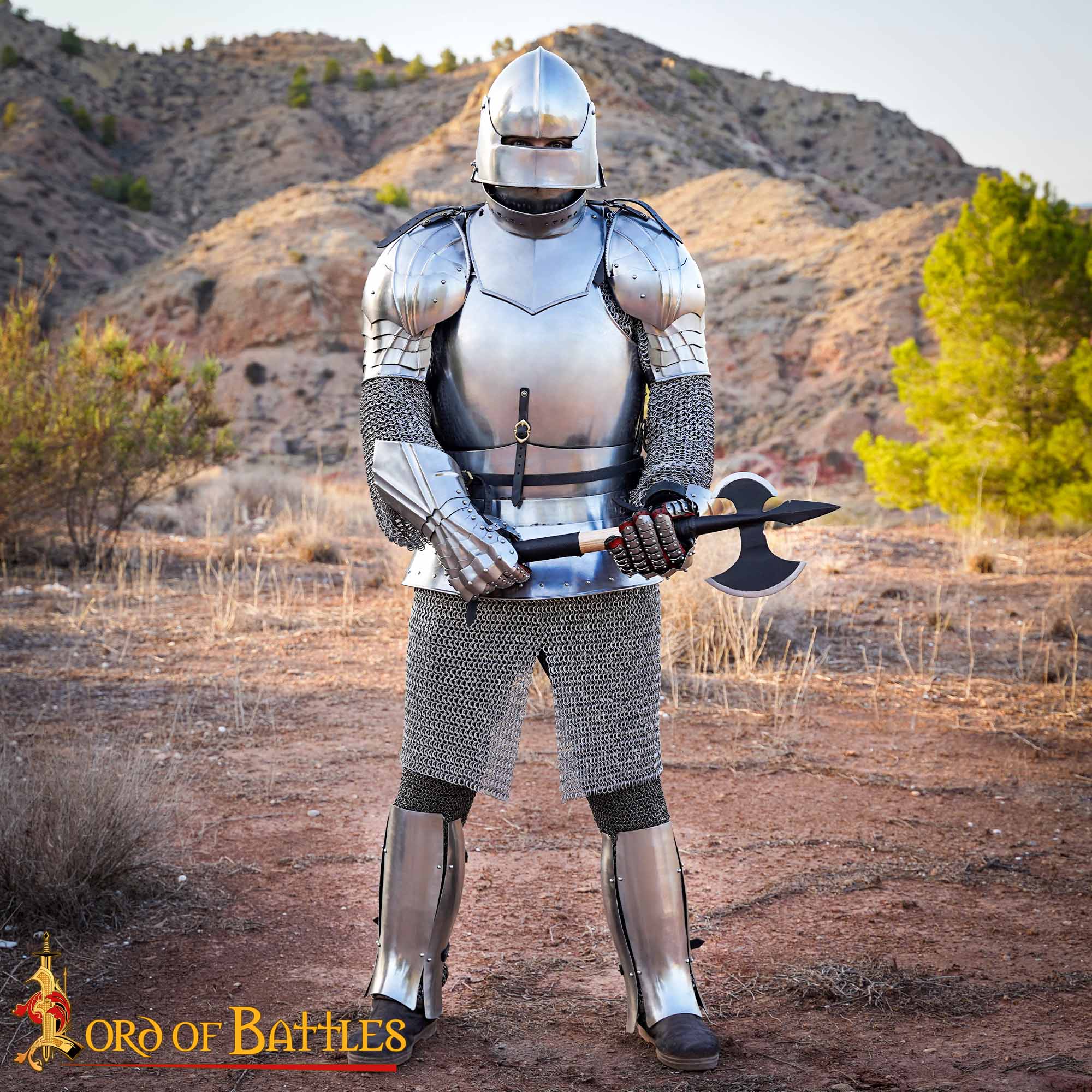 15th Century Steel Double-Headed Axe with Ash Wood Handle-60689-Ash 5