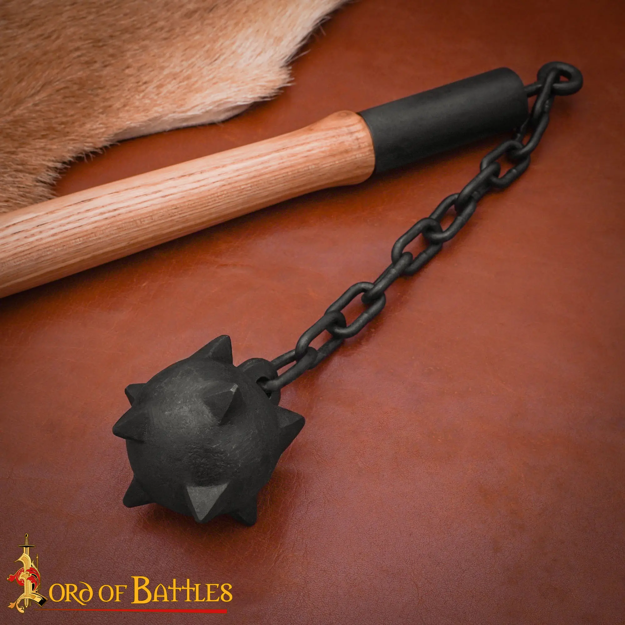 Late Medieval Flail – Spiked Iron Ball with Wooden Shaft