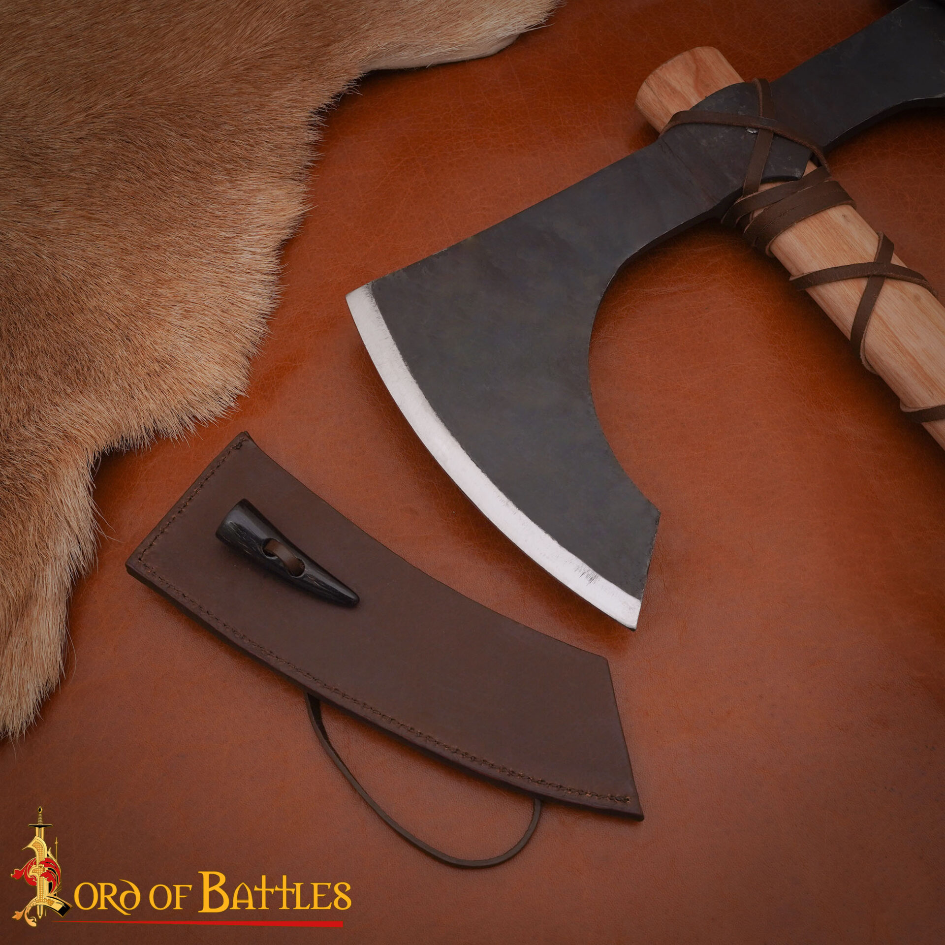 Medieval Fantasy Double-Edged Axe Functional Medieval Weapon- 60694-ASH 7