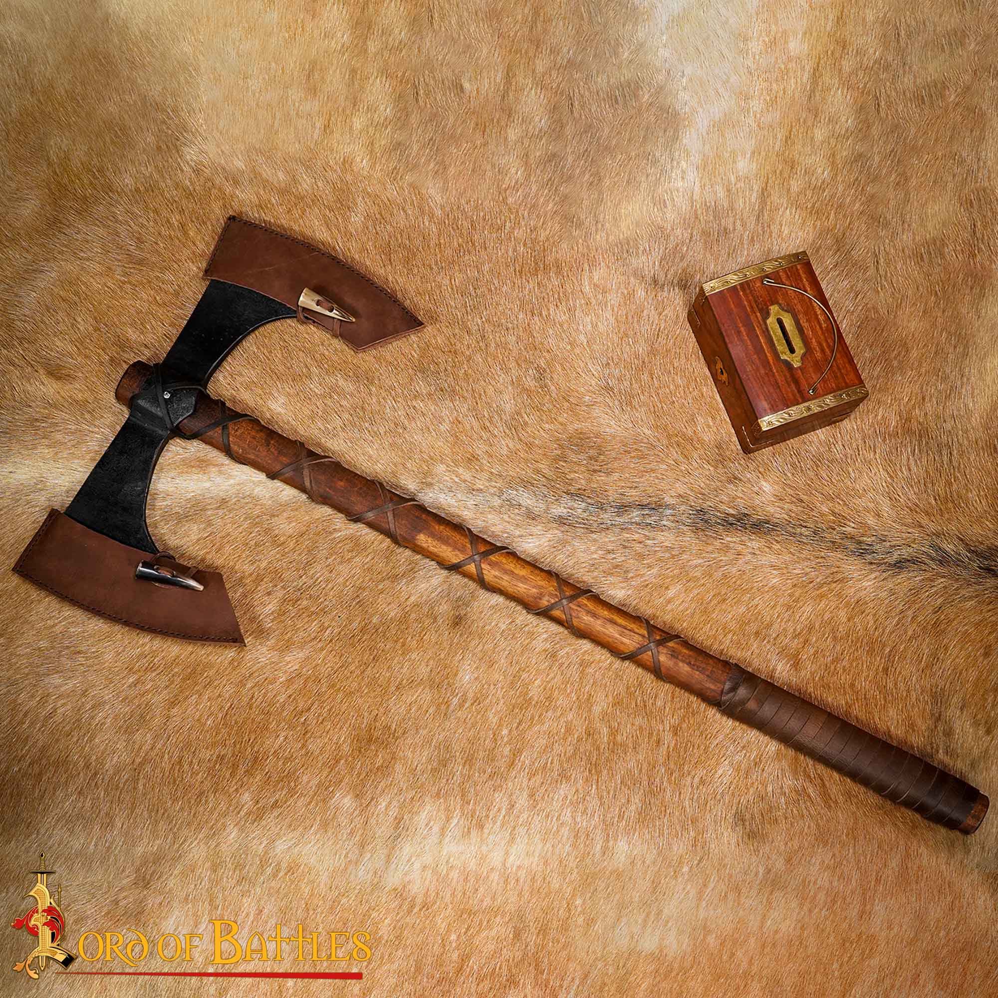 Medieval Fantasy Double-Edged Axe Functional Medieval Weapon-60694