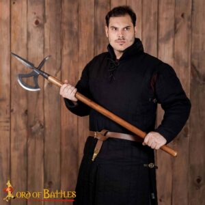 16th Century Medieval Halberd Hand Forged Carbon Steel Pole arm with Wooden Shaft