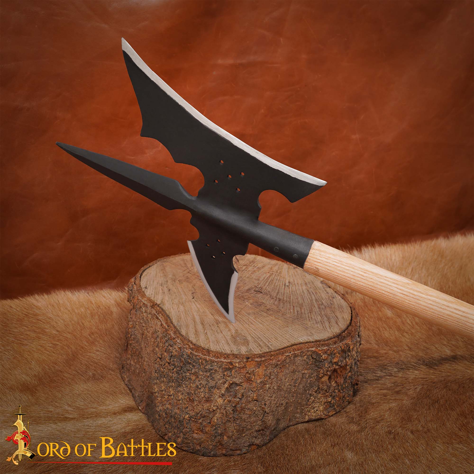 medieval-halberd-axe-polearm-steel-head-wooden-shaft-60697-Ash 5