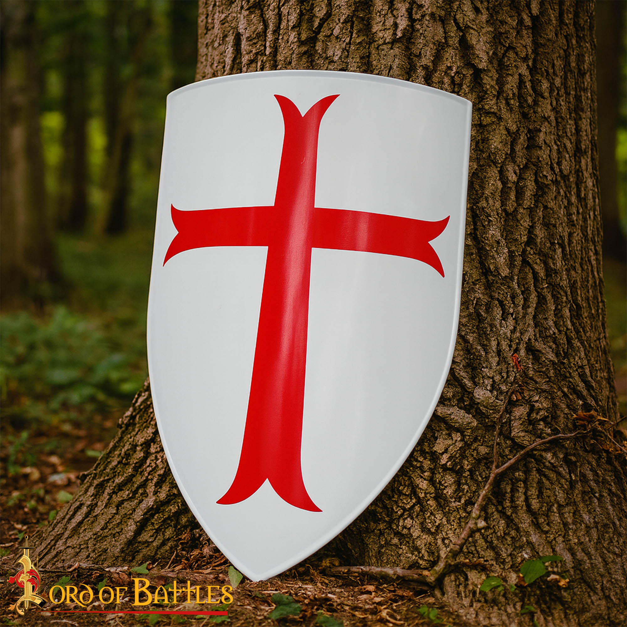 12th Century Crusader Heater Shield with Red Cross – Templar Knight Battle Shield-2108