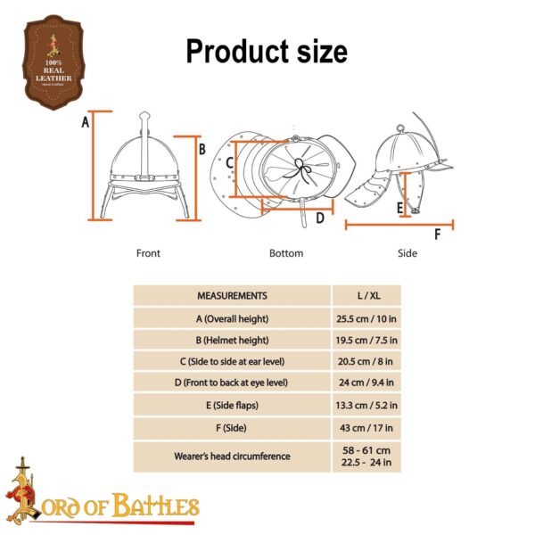 Medieval Steel Helmet with Liner 16 gauge - Image 3