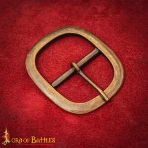Pure Brass Oval Belt Buckle – Large Medieval Style Buckle for Leather Belts & Historical Costumes , 4.5 cm Belts