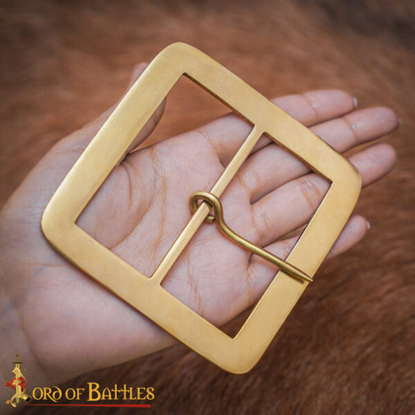 Solid Brass Square Medieval Belt Buckle - Image 2