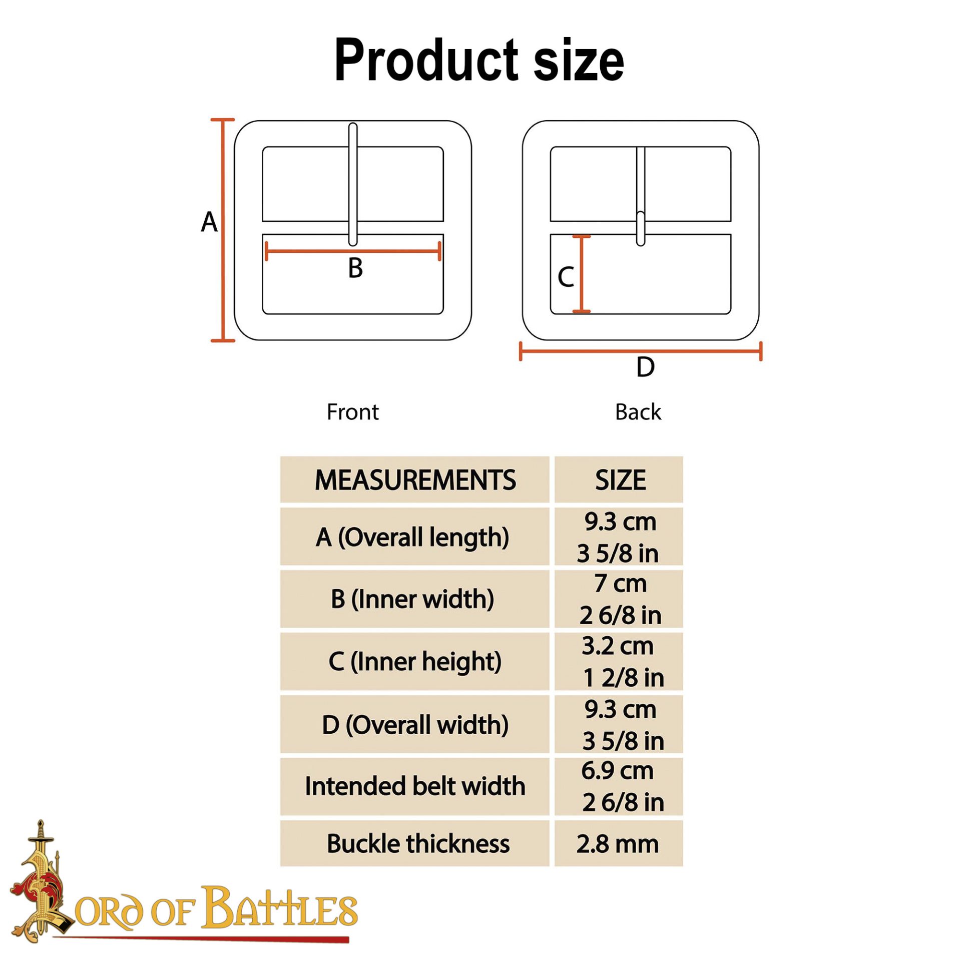 18th Century Rectangular Brass Belt Buckle-8932 2
