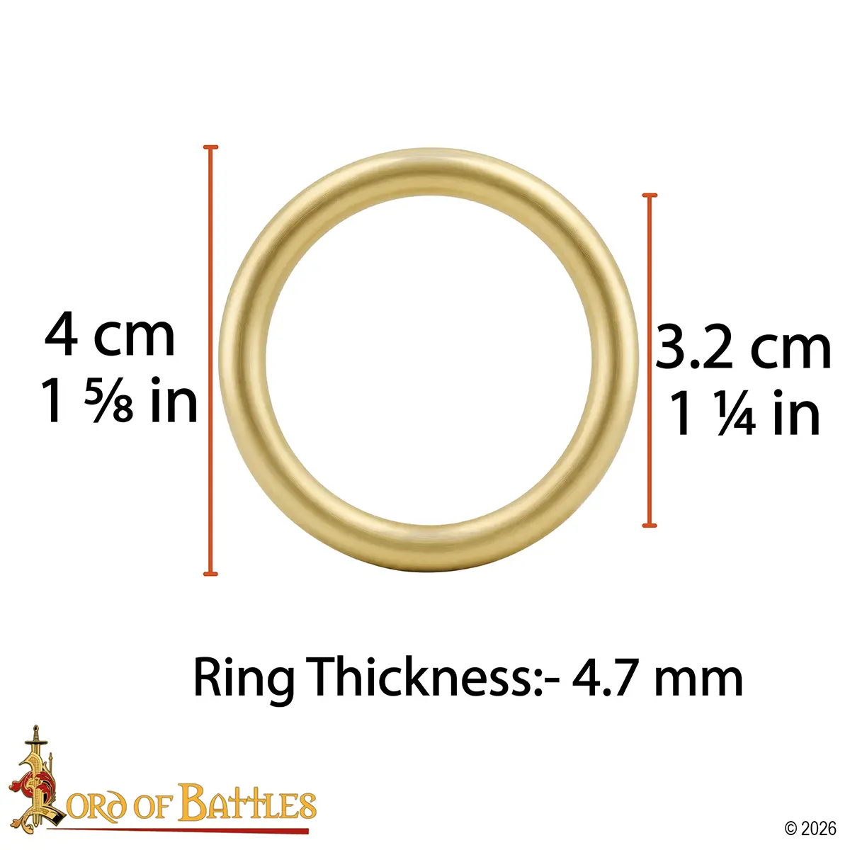 Solid Brass O Rings, Set of 5 Solid Brass O Rings, Set of 5 - Image 3