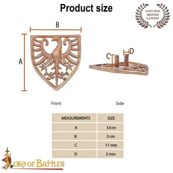 Lost-wax Cast Bronze Heraldic Eagle Leather Belt Decoration - Image 3