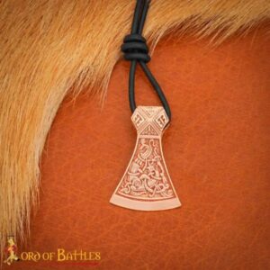 Lost-wax Cast Bronze Celtic Axe Pendant with Leather Cord