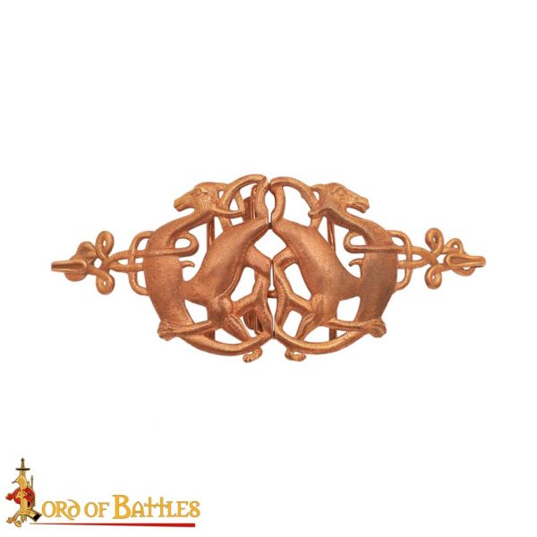 Lost-wax Cast Bronze Buckle / Cloak Clasp with Celtic Deer Motifs
