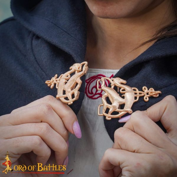 Lost-wax Cast Bronze Buckle / Cloak Clasp with Celtic Deer Motifs - Image 6